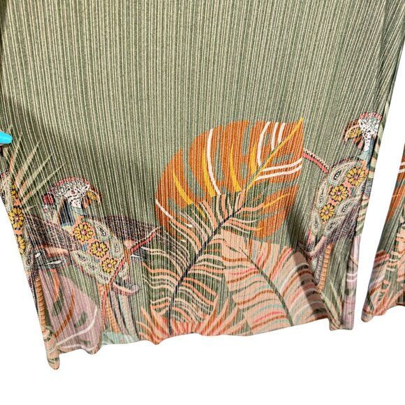 Farm Rio Guadeloupe Wide Leg Tropical Palm Parrot Print Pants Size M - Picture 2 of 9